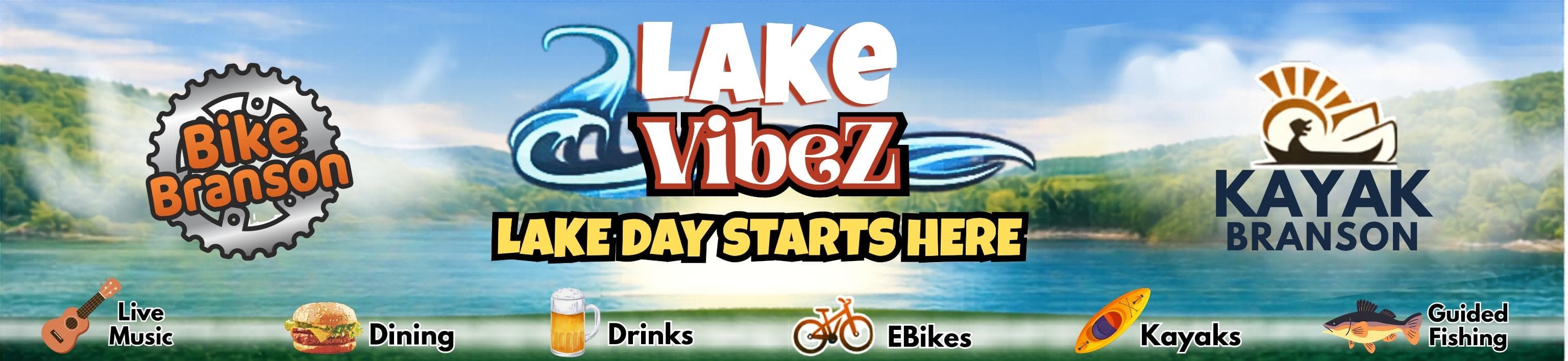 The Lake Vibez Center — home of Kayak Branson on Historic Hwy 165 in Branson, MO